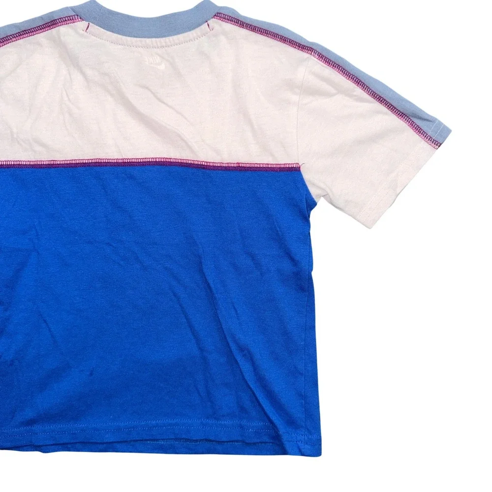 Nike Girls Colorblock Short Sleeve T-Shirt Blue White Size 4 XS 195231728151